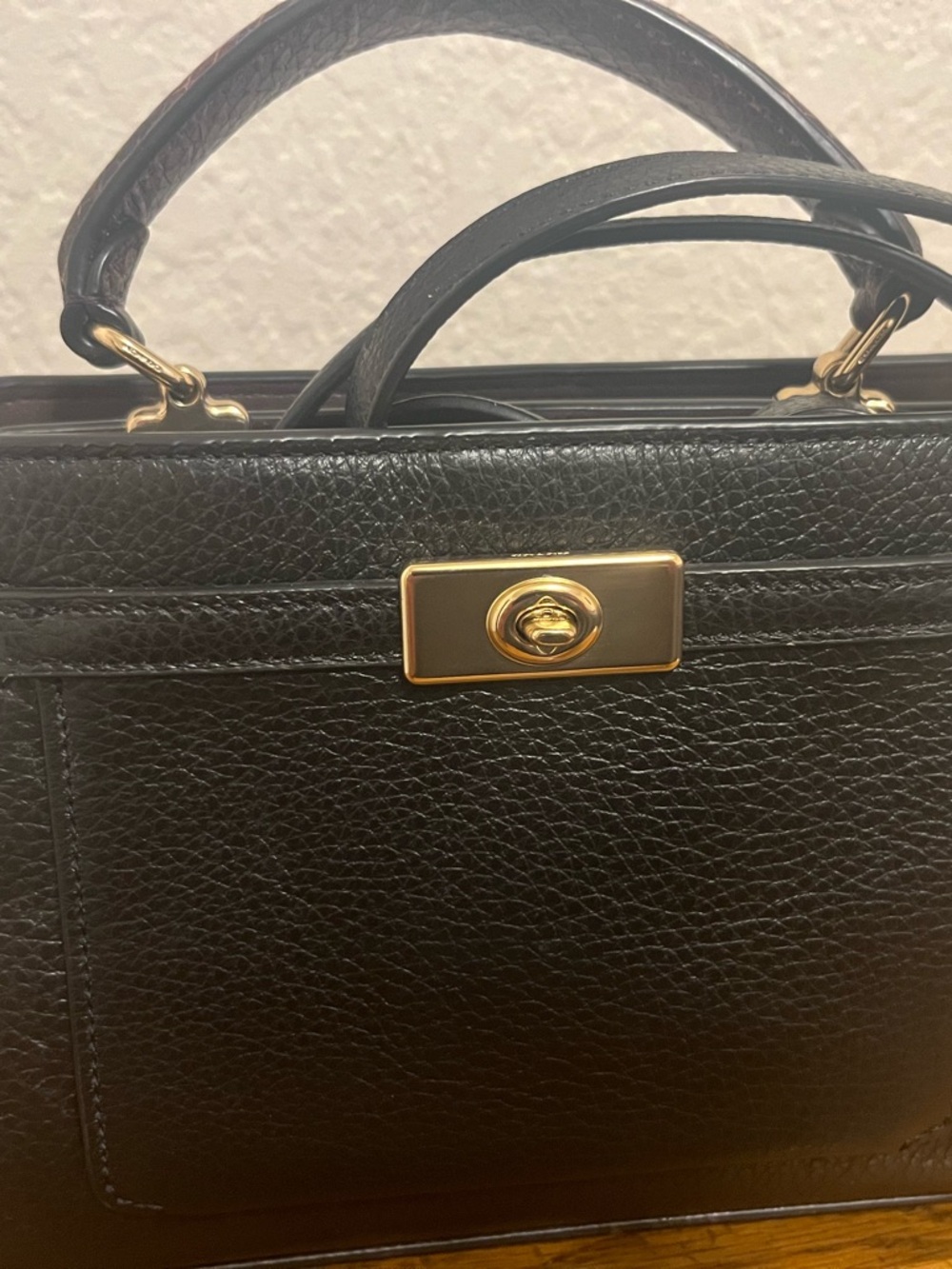 Coach Black Leather Mini Satchel with Gold Hardware